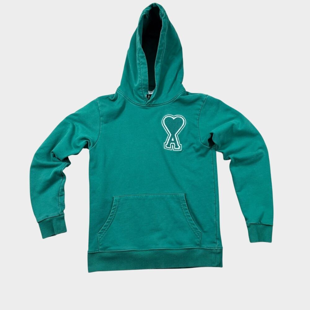 AMI Paris Alexandre Mattiussi Hoodie Green Ami de Coeur Logo XS Portugal